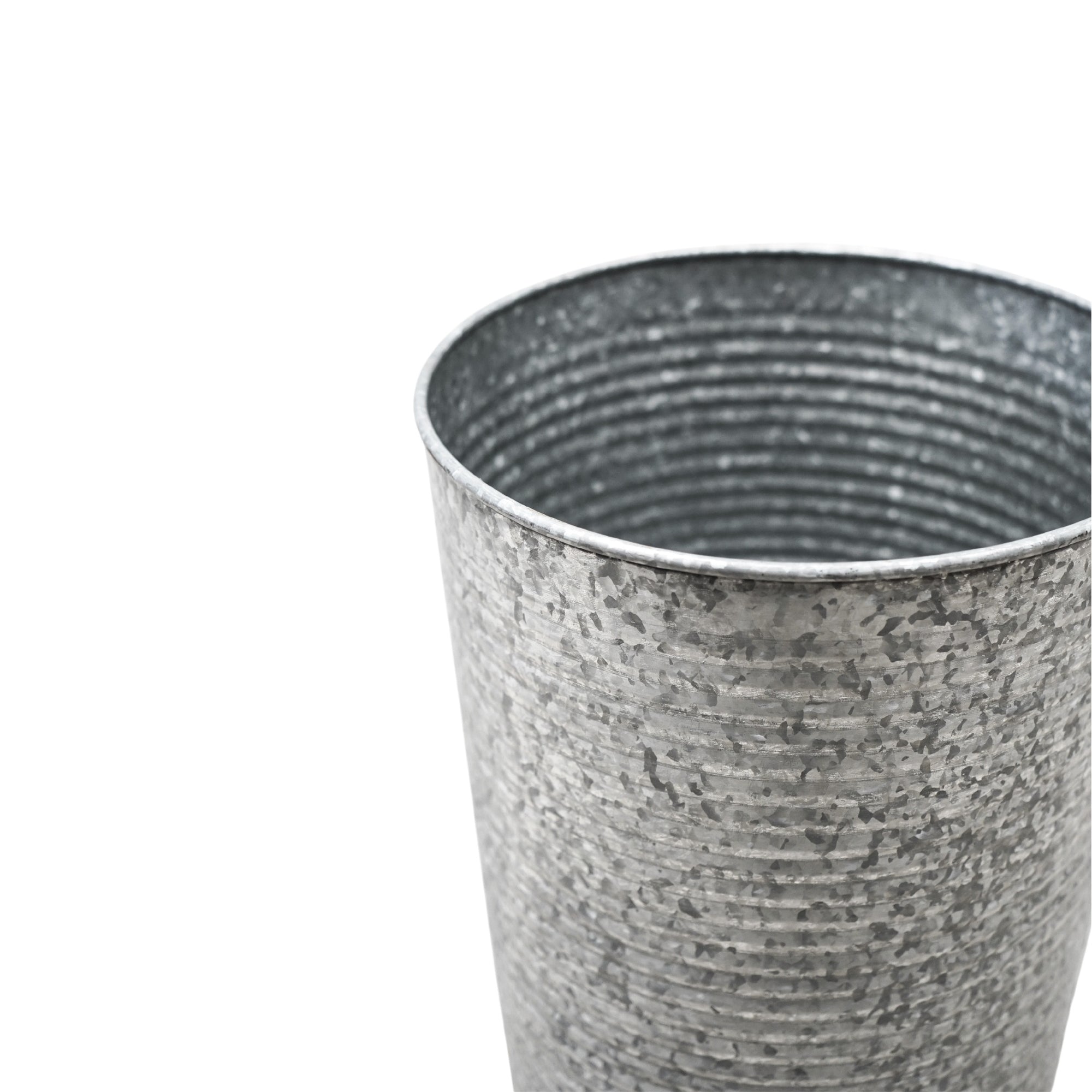 Ribbed Galvanised Vase H50cm