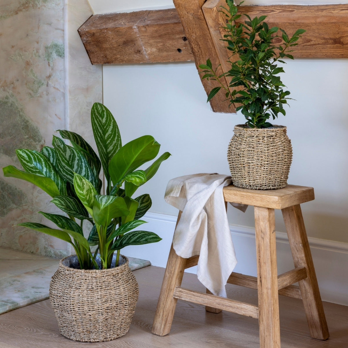 Tula Tapered Seagrass Planter Set 2