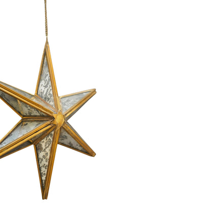 Hanging Antique Brass Mercury Glass Star