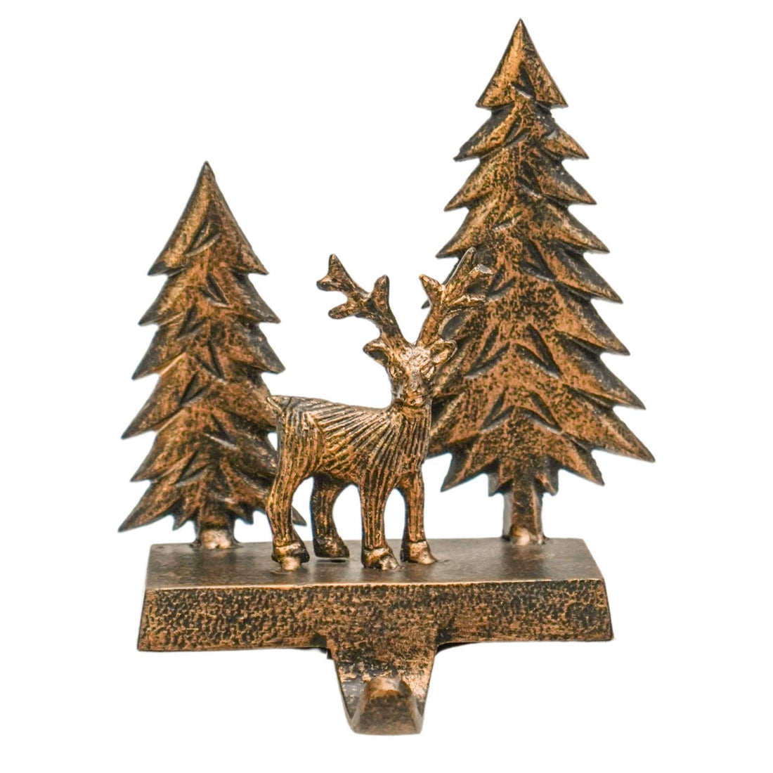 Stocking Holder Deer Scene Antique Brass