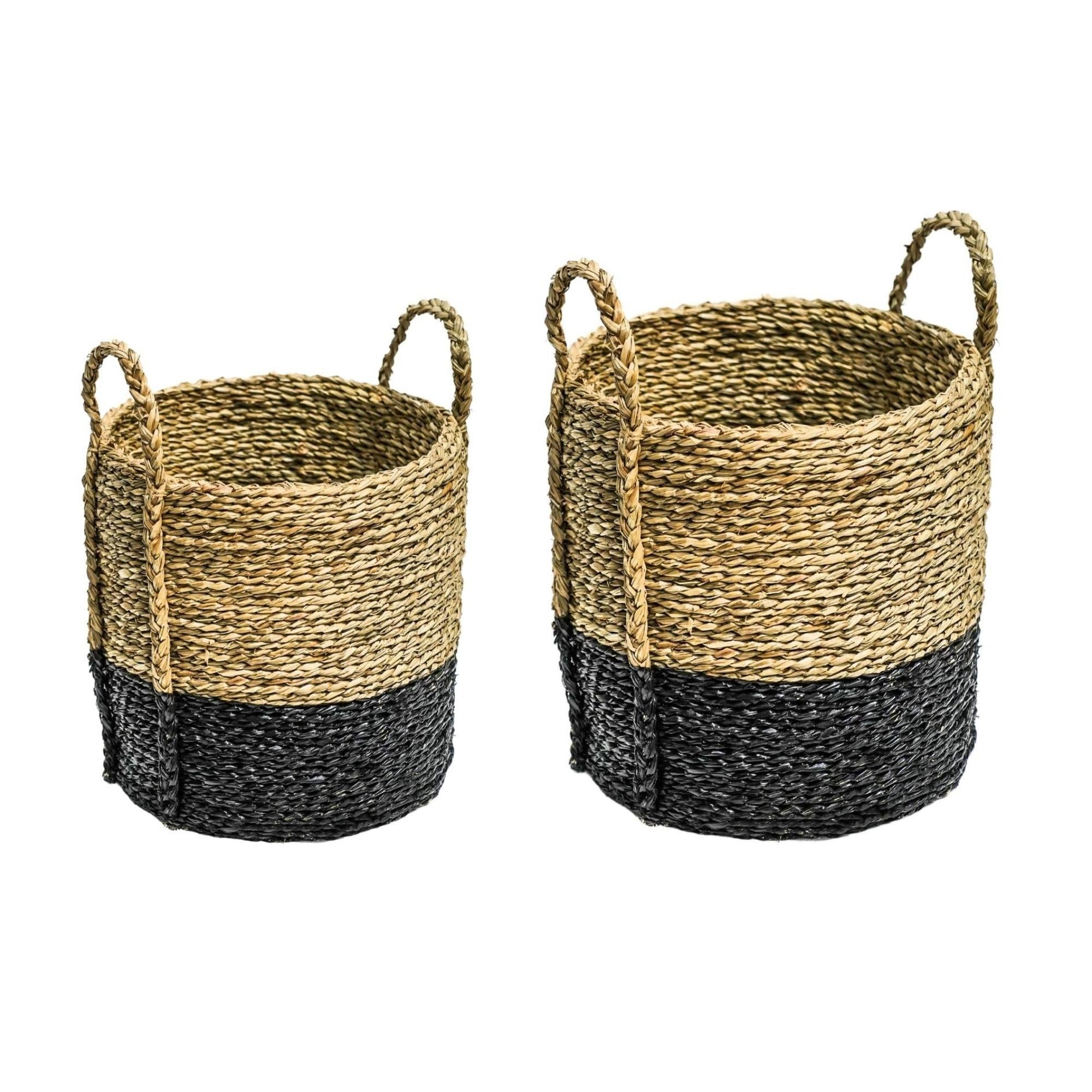 Wicker Log Basket Square Set of 2