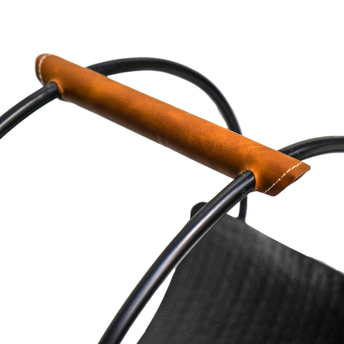 Leather Handle Round Log Holder