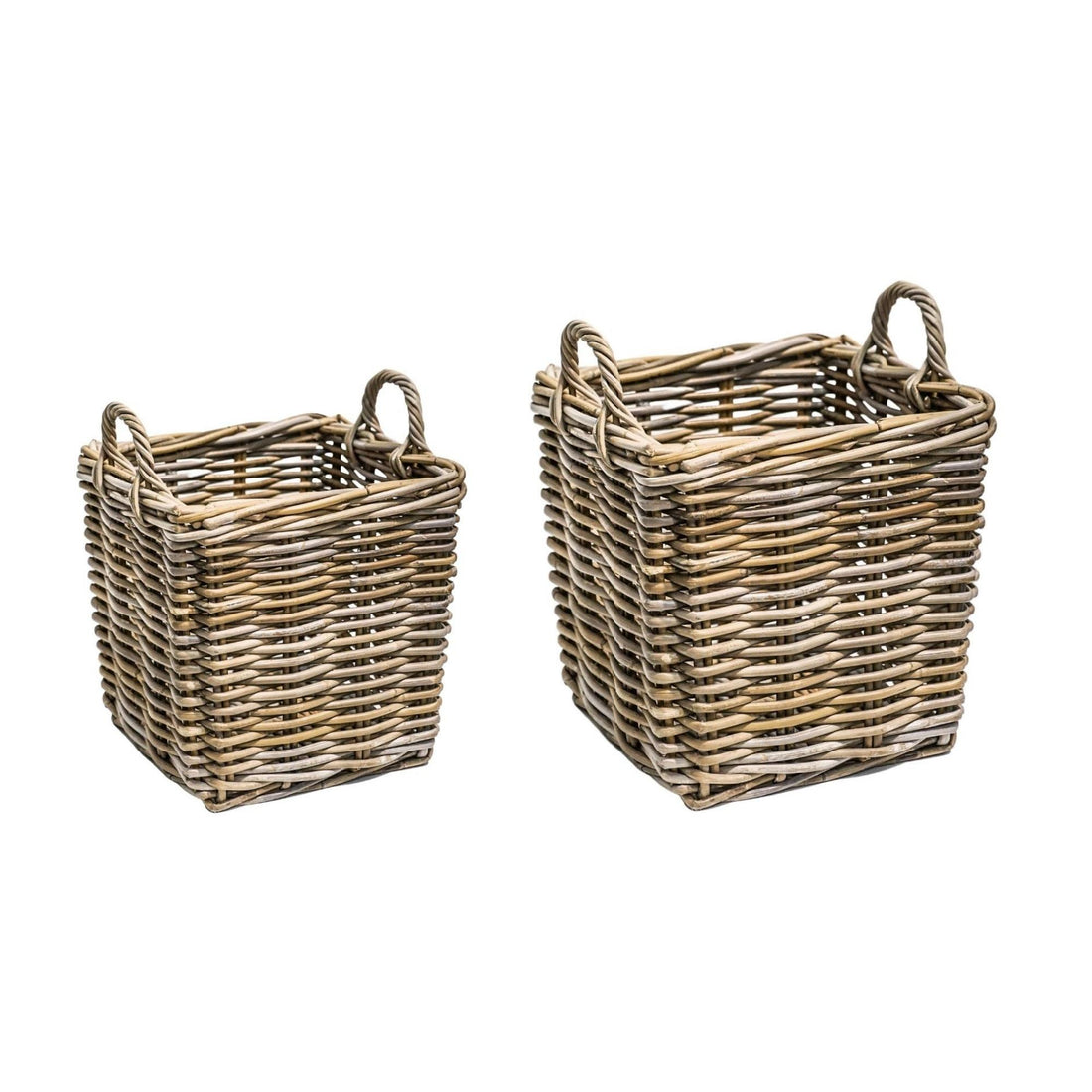 Wicker Log Basket Square, Set of 2