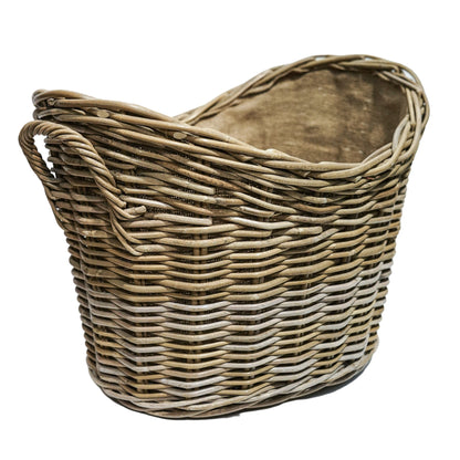 Wicker Log Basket Oval Lined