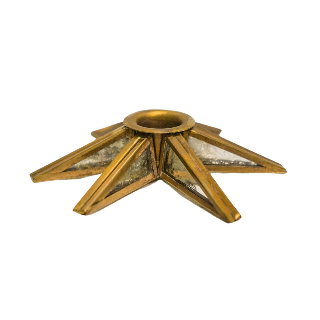 Antique Brass Mercury Glass Star Candle Holder