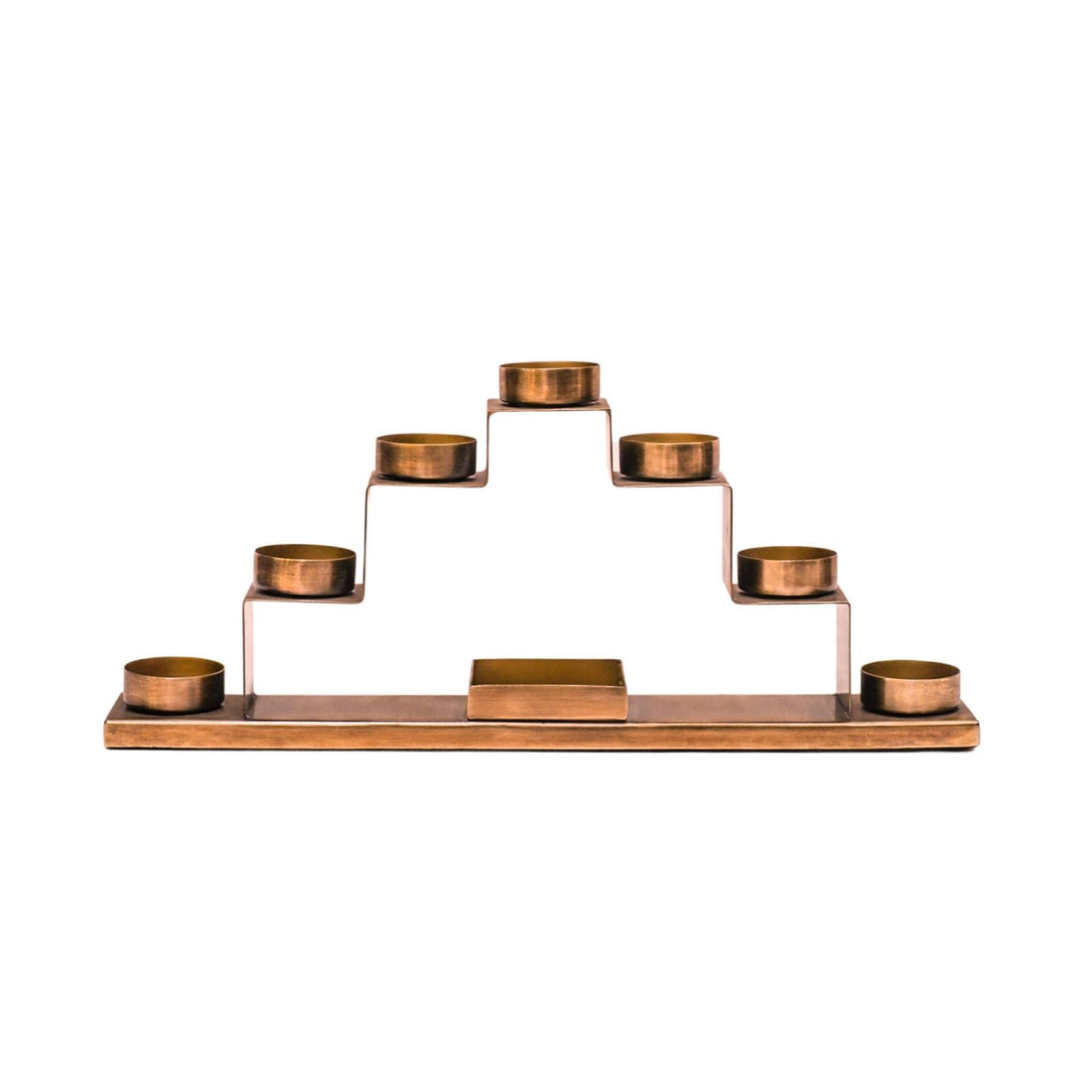Tealight Candle Holder with Décor Box in Antique Brass