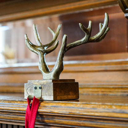 Porte-bas en bois de cerf, en laiton antique, en fonte