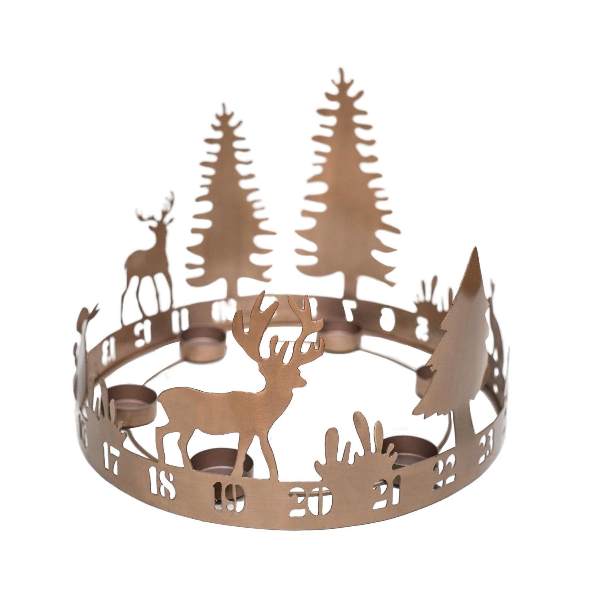 Round Advent Forest Tealight Centrepiece Metal