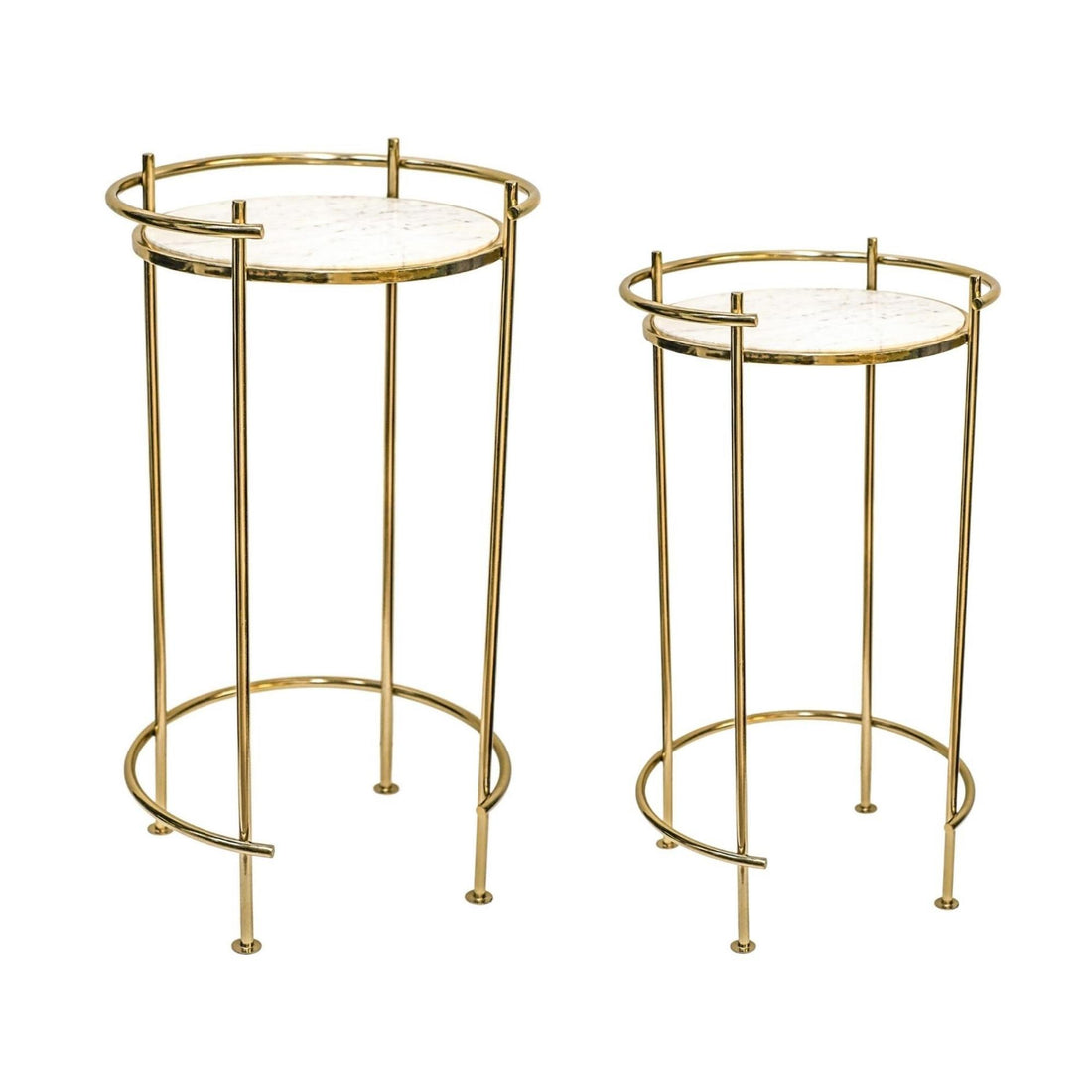Opulence Set of 2 Nested Side Tables Marble/Gold