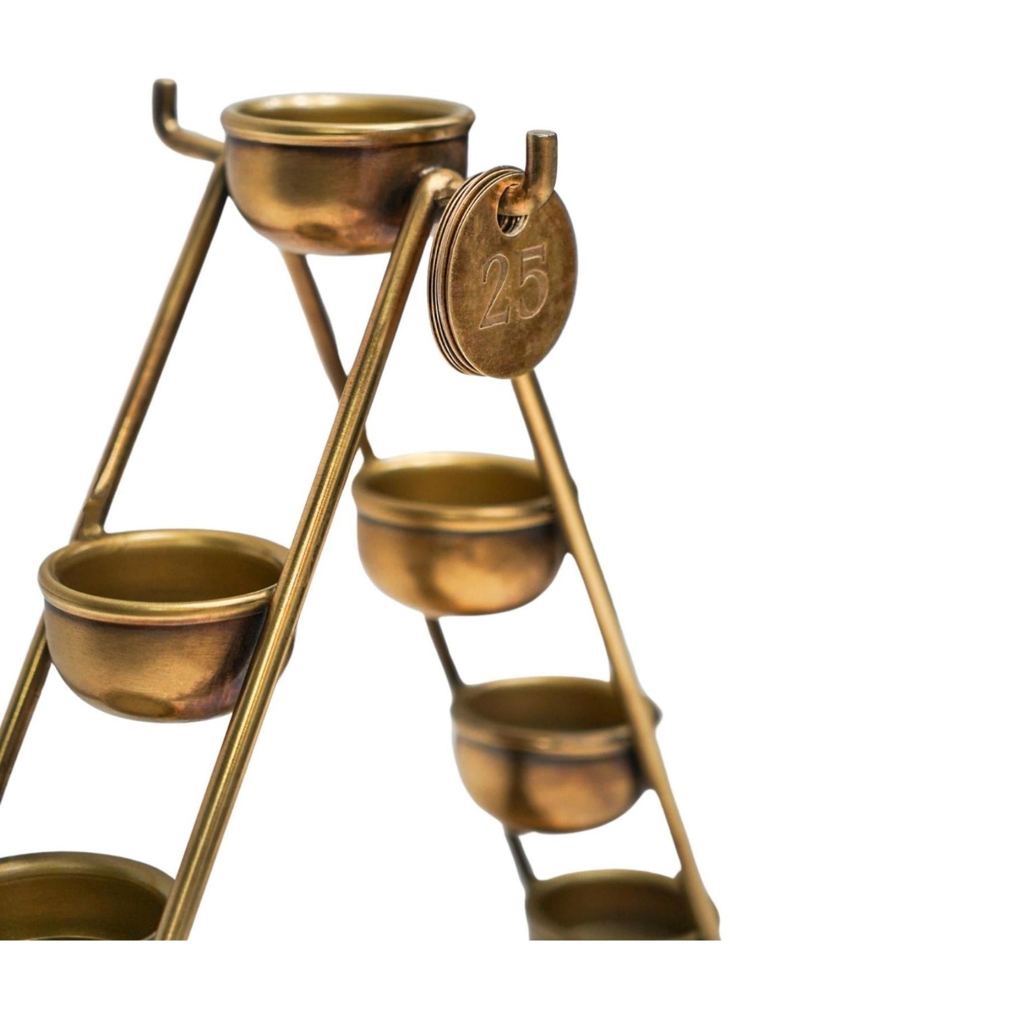 Advent Countdown Candle Holder with Date Discs in Antique Brass