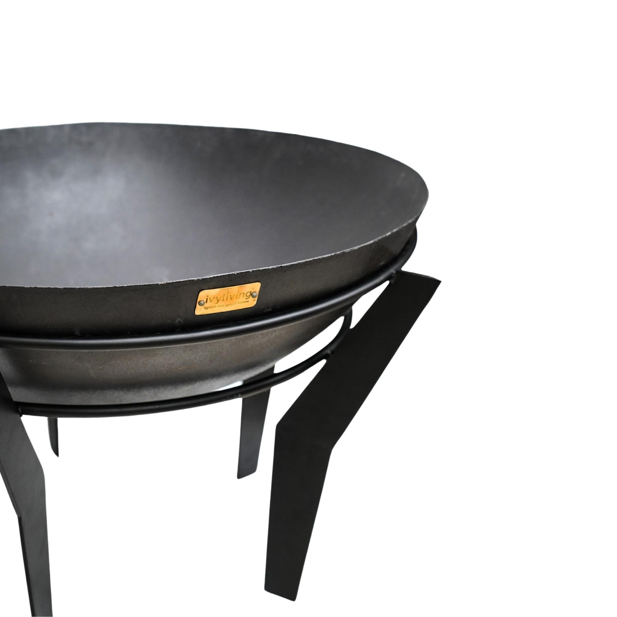 Outdoor Metal Kendal Firebowl on Stand in Black